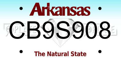 CB9S908 Arkansas License Plate