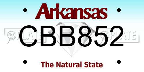 CBB852 Arkansas License Plate