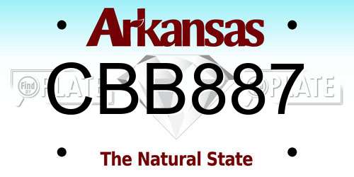 CBB887 Arkansas License Plate