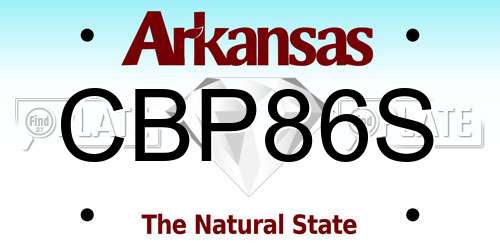 CBP86S Arkansas License Plate