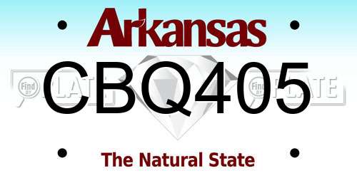 CBQ405 Arkansas License Plate
