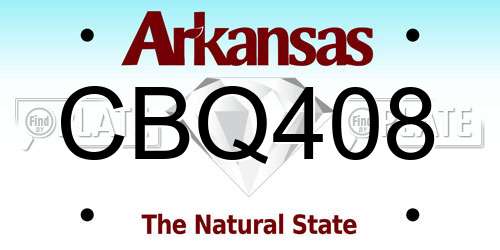 CBQ408 Arkansas License Plate
