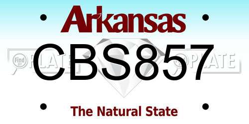 CBS857 Arkansas License Plate