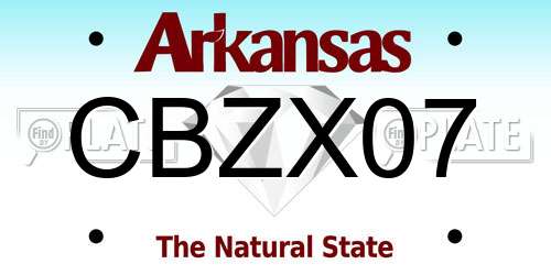 CBZX07 Arkansas License Plate