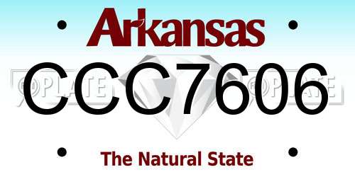 CCC7606 Arkansas License Plate
