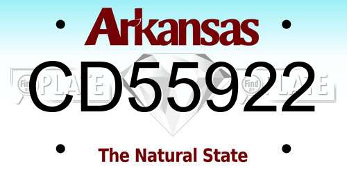 CD55922 Arkansas License Plate
