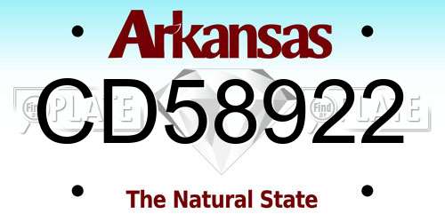 CD58922 Arkansas License Plate