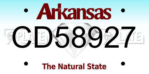 CD58927 Arkansas License Plate