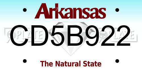 CD5B922 Arkansas License Plate