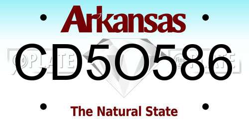 CD5O586 Arkansas License Plate