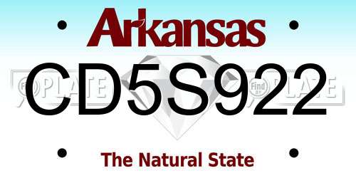 CD5S922 Arkansas License Plate