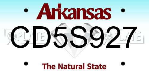 CD5S927 Arkansas License Plate