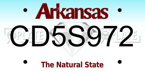 CD5S972 Arkansas License Plate