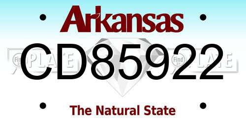 CD85922 Arkansas License Plate