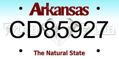 CD85927 Arkansas License Plate