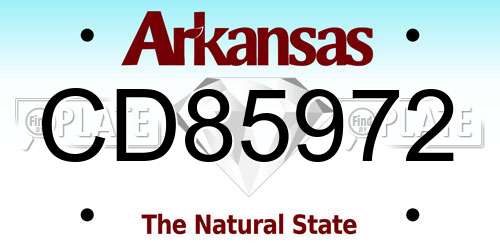 CD85972 Arkansas License Plate