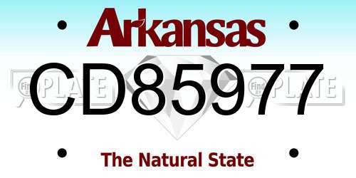 CD85977 Arkansas License Plate