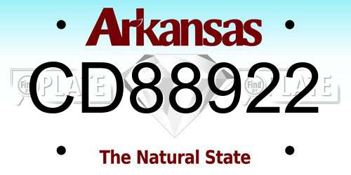 CD88922 Arkansas License Plate