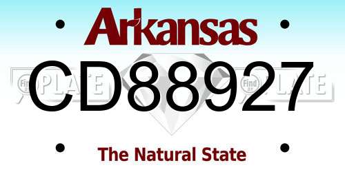 CD88927 Arkansas License Plate