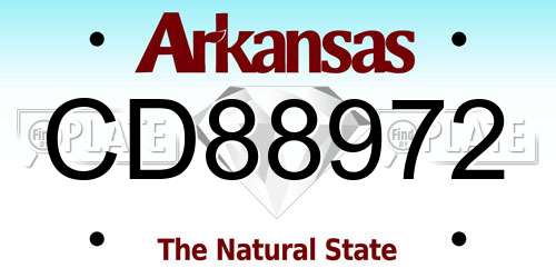 CD88972 Arkansas License Plate