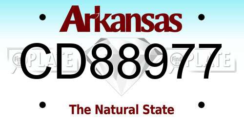 CD88977 Arkansas License Plate