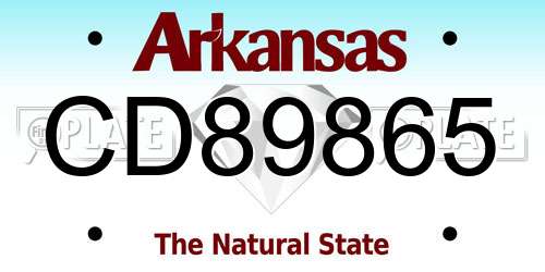 CD89865 Arkansas License Plate