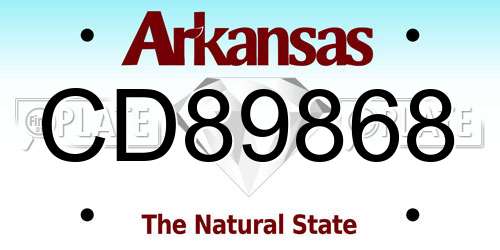 CD89868 Arkansas License Plate