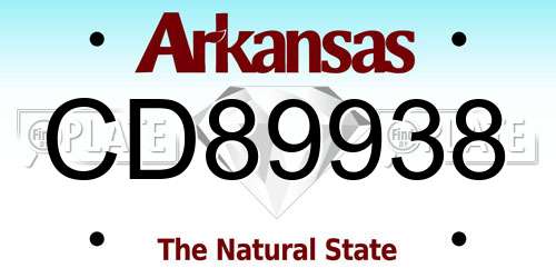 CD89938 Arkansas License Plate