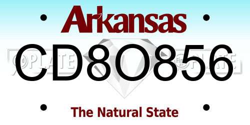 CD8O856 Arkansas License Plate