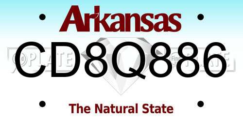 CD8Q886 Arkansas License Plate