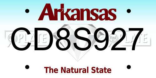 CD8S927 Arkansas License Plate