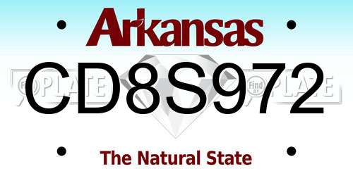 CD8S972 Arkansas License Plate
