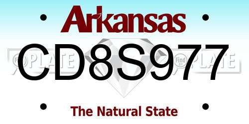 CD8S977 Arkansas License Plate