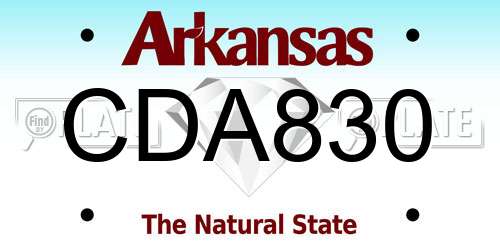 CDA830 Arkansas License Plate