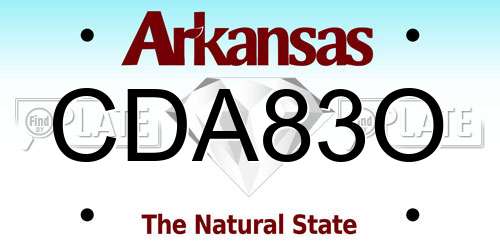 CDA83O Arkansas License Plate