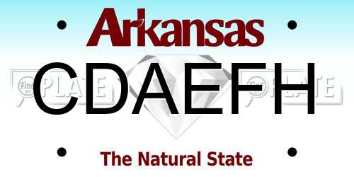 CDAEFH Arkansas License Plate