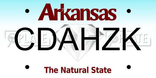 CDAHZK Arkansas License Plate