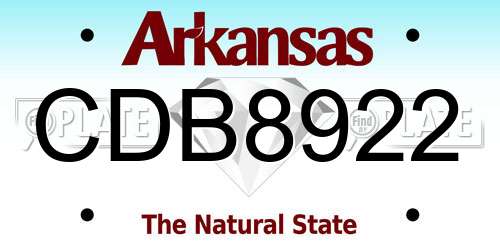 CDB8922 Arkansas License Plate