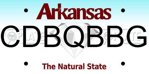 CDBQBBG Arkansas License Plate