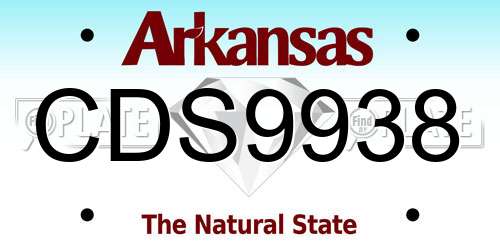 CDS9938 Arkansas License Plate