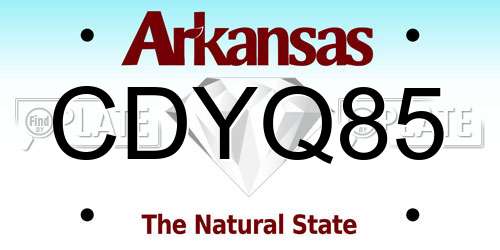 CDYQ85 Arkansas License Plate