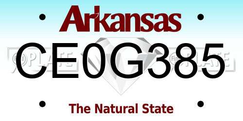 CE0G385 Arkansas License Plate