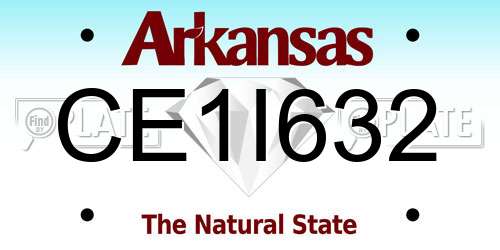 CE1I632 Arkansas License Plate