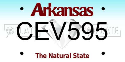 CEV595 Arkansas License Plate