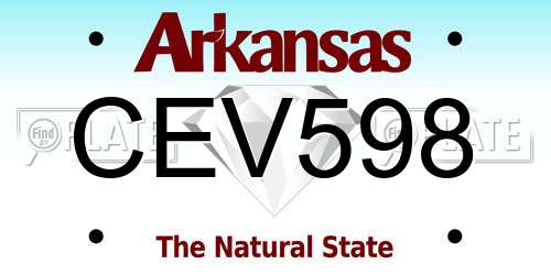CEV598 Arkansas License Plate