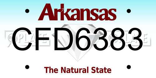 CFD6383 Arkansas License Plate