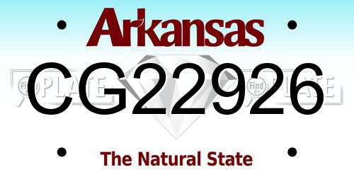 CG22926 Arkansas License Plate