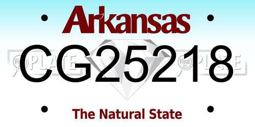 CG25218 Arkansas License Plate
