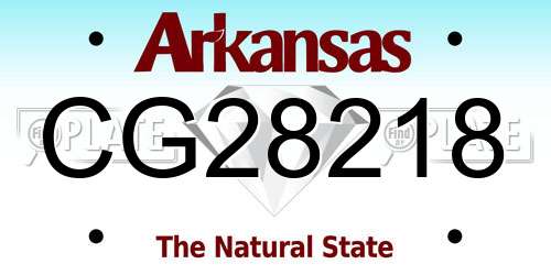CG28218 Arkansas License Plate