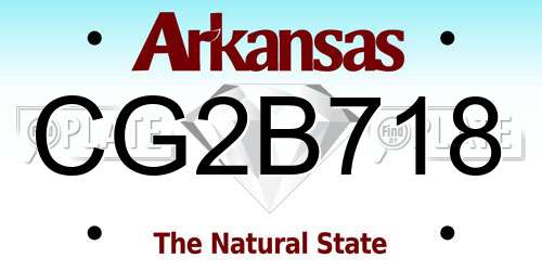 CG2B718 Arkansas License Plate